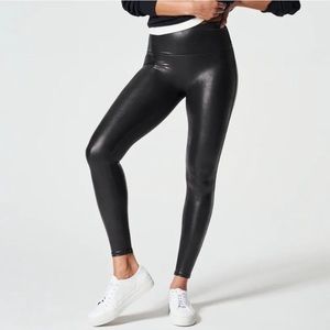 Spanx faux leather leggings petite large